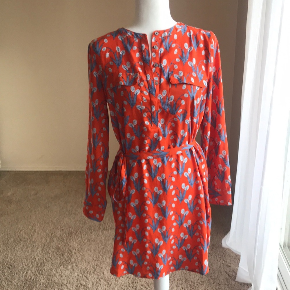 Tulip Printed orange shift Dress